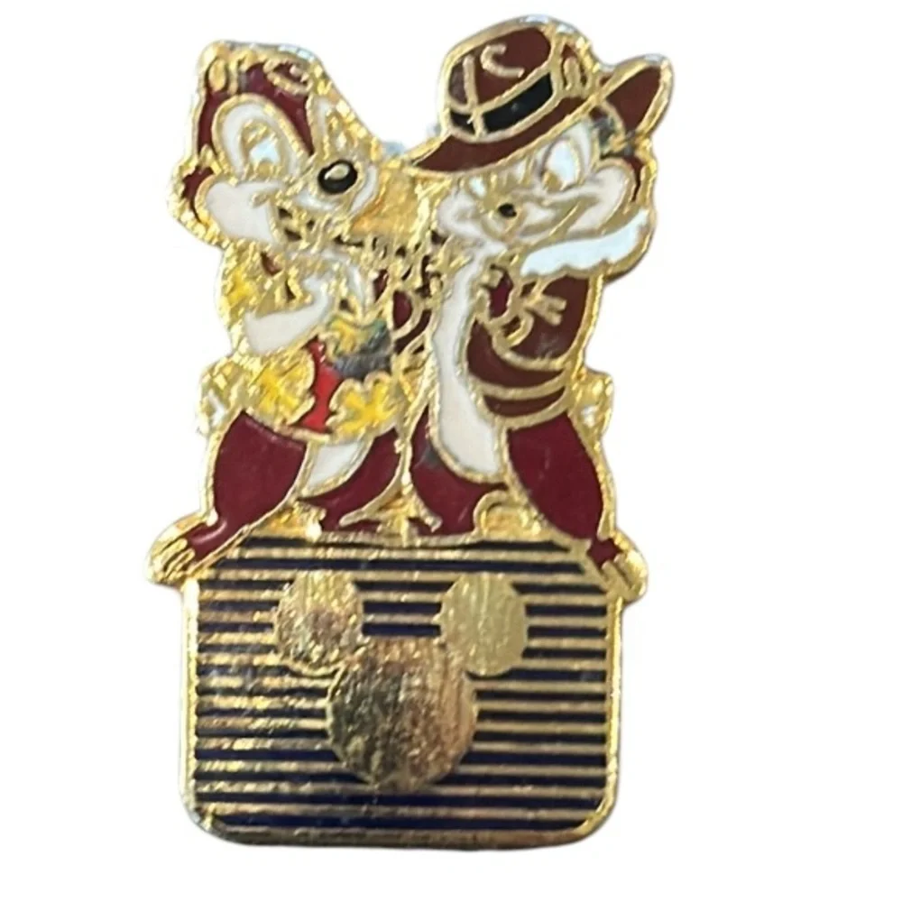 Disney Chip & Dale & Rainbow Disney Logo Gold and Multicolor Pin Bundle NWOT